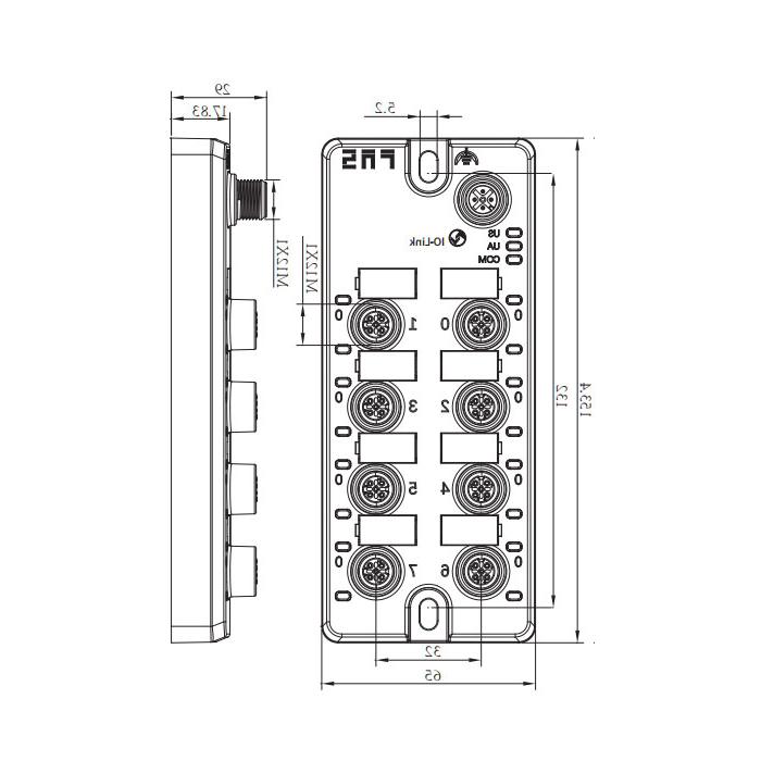 M12接口、IO-Link Hub、8AO，0-10V DC 电压模拟量模块、00BB17